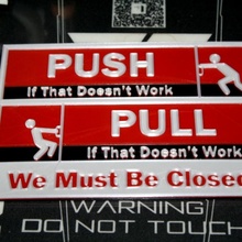 push - pull closed door signs directionally challenged sign 3d print model - Mito3D