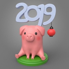 luis - 2019 pig plenty scan animal art chinese cute figurine fun kids statue toy zodiac year piggy 3d print model - Mito3D
