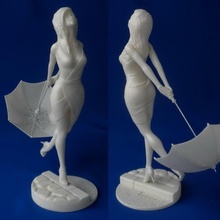 rain female figurine girl lady people sculpture woman character miniature umbrella person maiden 3d print model - Mito3D