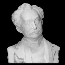 portrait smiling man scan bust face figure hair sculpture male plaster suit mustache 3d print model - Mito3D