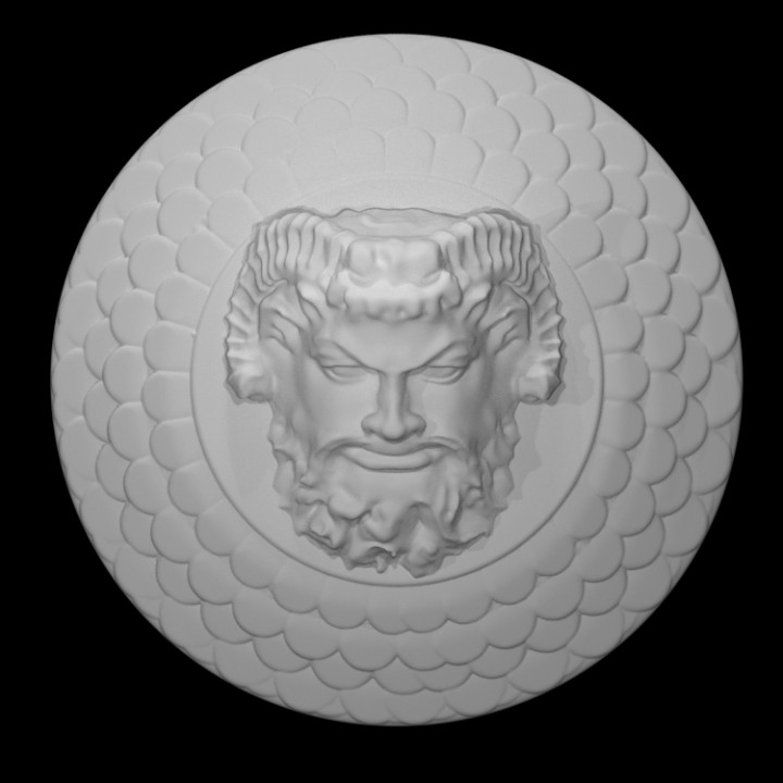 Kalkan Zeus amun taramak Antik Tanrı heykel mermer Rahatlama disk efsane ilahi 3D print model - Mito3D