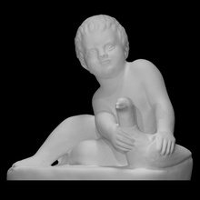 Jugend Gans Scan uralt Tier Vogel Skulptur Statue Marmor Junge männlich sitzend jung 3d print model - Mito3D