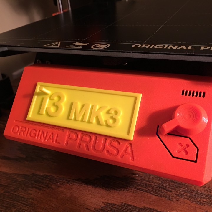 prusa i3 mk3 lcd logo couverture gaine assiette 3D print model - Mito3D