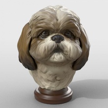 shih tzu statua giardino freddo carina decorativo scrivania cane divertimento divertente realistico desktop cucciolo cani peloso cagnolino 3d print model - Mito3D