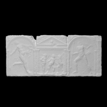 rilievi funerario monumento scansione antico creatura figura maschio Cupido scena satiro sollievo mito gruppo flauto Pan 3d print model - Mito3D