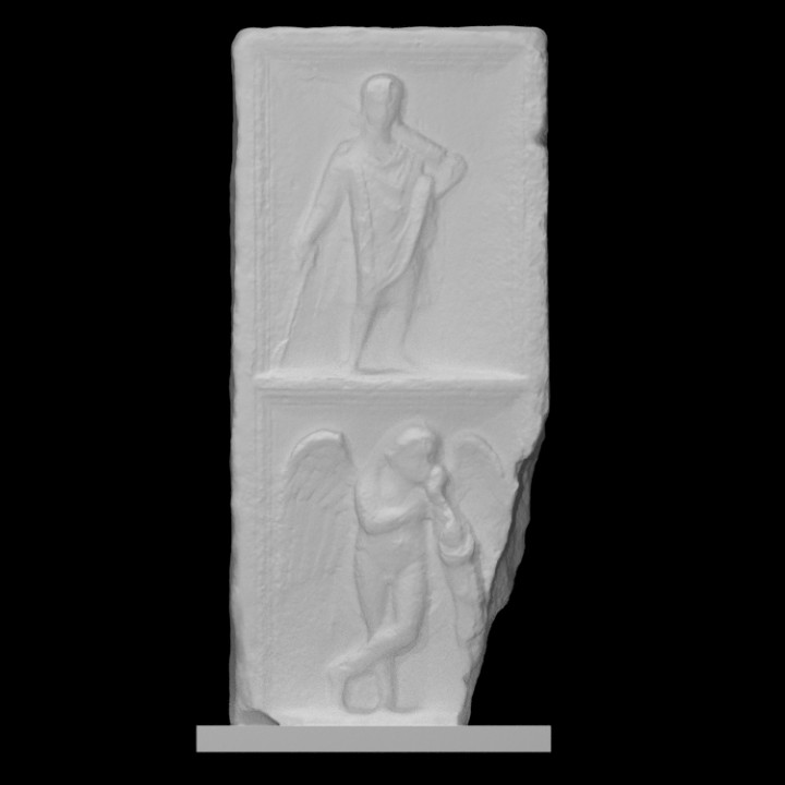 Beerdigung Stele Linderung Scan uralt dekorativ Zahl Schwert Engel männlich Grabstein 3D print model - Mito3D