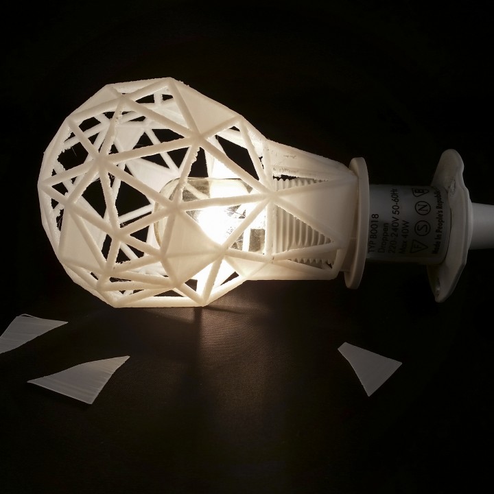 shattered faceted light lampshade lamp lightbulb lowpoly ikea hack 3D print model - Mito3D