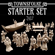 gente pueblo inicio conjunto mesa dragones mazmorras fantasía juegos miniaturas rpg guerra juego martillo rol 28mm dnd pionero 32mm frostgrave mordheim 3d print model - Mito3D