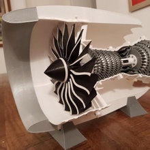 escala turborreactor jet motor 3 carrete versión real avión rollos Royce Ingenieria ventilador boeing aerobús 787 genx 3d print model - Mito3D