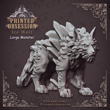 glace Loup monstrueux créature 32mm échelle table dragon enfer kickstarter monstre cristal fureur minis donjon mm dnd 32 loup 3d print model - Mito3D