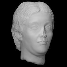 portrait young woman scan ancient face female girl hair head lady sculpture statue marble 3d print model - Mito3D