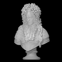 Alejandro danilovich menshikov escanear armadura busto tallado cabello cabeza pino escultura estatua madera masculino realeza militar general peluca 3d print model - Mito3D