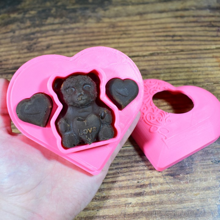 sevgili ayı Bahçe kendin yap Gıda hediye kalp Aşk kalıp çikolata döküm gün yapımı hindistan cevizi 3D print model - Mito3D