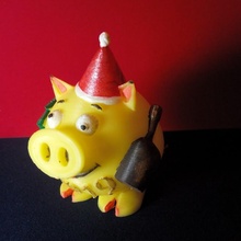 años cerdo visitando champán regalos año 3d print model - Mito3D