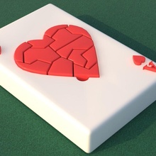 poker asso cuori carta puzzle gioco cuore 3d print model - Mito3D