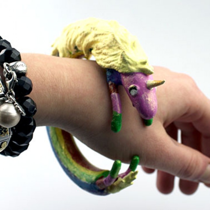 lady rainicorn bangle jewellery 3D print model - Mito3D