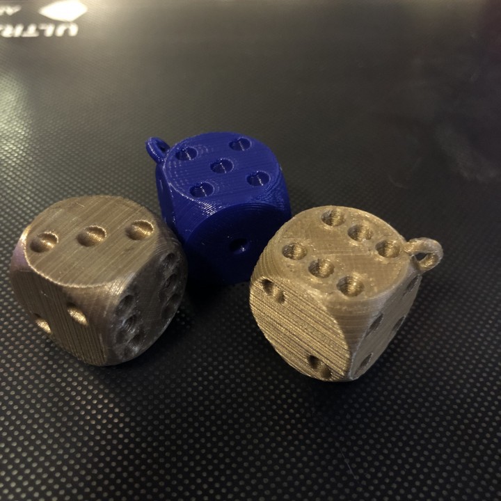 test dice printer cube keyring calibration 3D print model - Mito3D