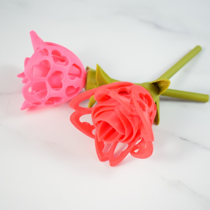 cutout heart rose & garden gift love cupid valentines day blossom 3D print model - Mito3D