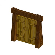wood dungeon door straight header - working gate wooden print place 28mm gloomhaven 3d print model - Mito3D