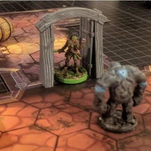 wood dungeon door - hinged open closed & slide board games fantasy terrain gate 28mm descent dungeons dragons gloomhaven 3d print model - Mito3D
