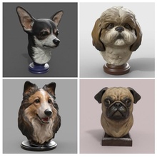 dog statue bundle toys & games animal animals cute pet realistic puppy fluffy pets dogs domestic puppies 3d print model - Mito3D