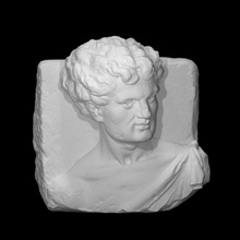 young beardless man dressed roman scan sculpture stone youth high-relief 3d print model - Mito3D