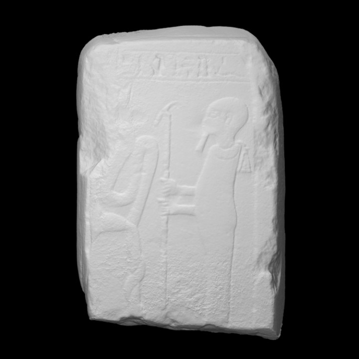 stele frammento scansione Africa Egitto dea scultura calcare sollievo cobra ptah renenutet 3D print model - Mito3D