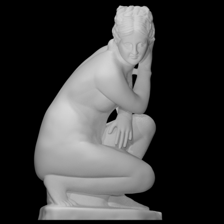 accovacciato Venere scansione femmina figura dea donna bagno Afrodite nudo 3D print model - Mito3D