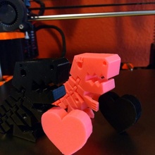 flexi flexina rex valentine's day heart valentines 3d print model - Mito3D