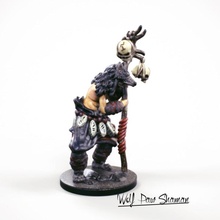 32 mm miniature wolf paw shaman tabletop barbarian fantasy tribal warhammer mage clan wargame d&d 28mm spirit 32mm 3d print model - Mito3D