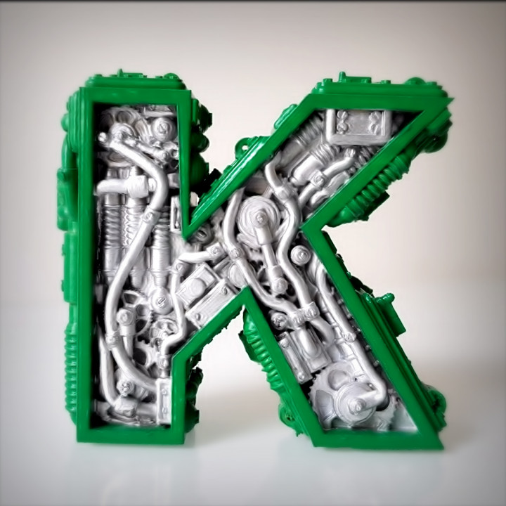 steampunk letter k & garden birthday lettering dieselpunk caligraphy 3D print model - Mito3D