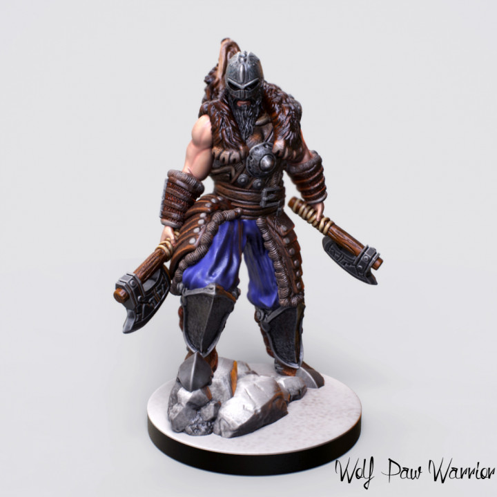 nordic warrior miniature tabletop fantasy sculpture viking warhammer zbrush character wargame d&d 28mm 32mm wolfpaw dungeon&dragon 3D print model - Mito3D