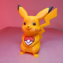 enamorado Pikachu ventilador Arte anime lindo juego azar corazón amor pokemon 3d print model - Mito3D