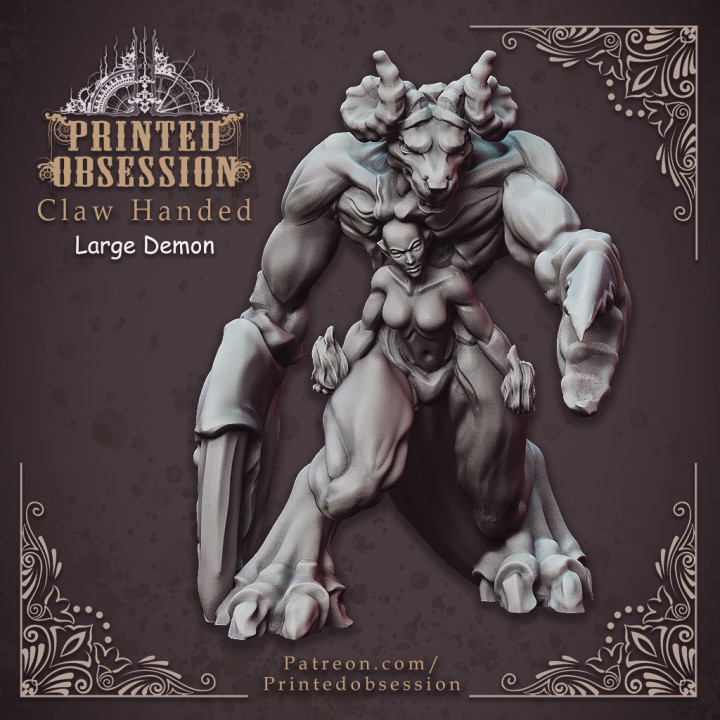 claw handed demon - greater 32 mm scale table miniature pre-supported tabletop dragons dungeons mini dnd drow glabrezu 3D print model - Mito3D