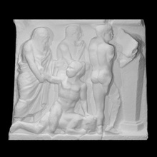 sarcofago scena pancrazione scansione nudo atleta sollievo frammento 3d print model - Mito3D