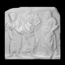 sarcophagus school scene scan rome stone fragment 3d print model - Mito3D