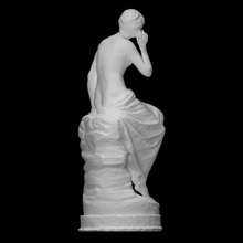 seated woman sea shell scan figure marble seas 3d print model - Mito3D