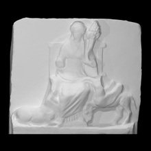 slab relief cybele tyche scan animals goddess bull horse throne cornucopia winged 3d print model - Mito3D