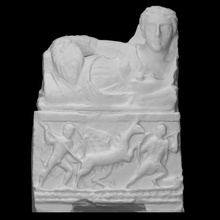 copertina guaina etrusco urna scansione corona torso funerario ghirlanda cinerario deceduto 3d print model - Mito3D