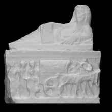etruscan cinerary urn scan lapidarium volterra diptych 3d print model - Mito3D
