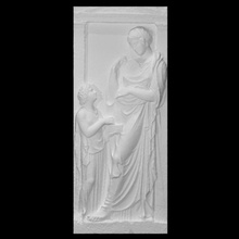 marbre tombe stèle Jeune femme analyse grec sculpture grenier attique Koropi 3d print model - Mito3D