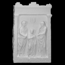 funerary stele gaios silios bathyllos scan mask relief cinerary mime 3d print model - Mito3D