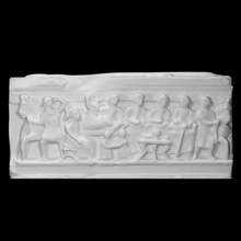 etruscan cinerary urn original cover scan stone scene banquet museo maffeiano lapidario kline 3d print model - Mito3D
