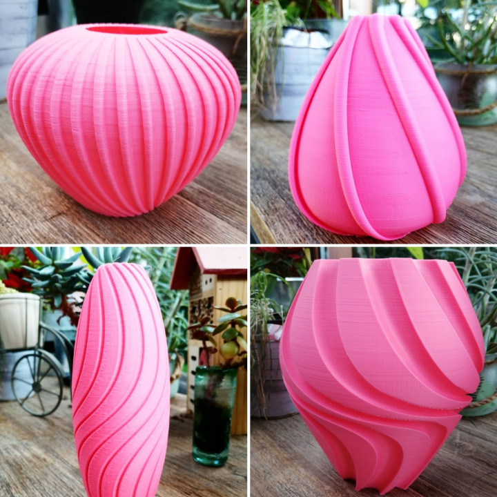 4 flower vases waves serie & garden printable decoration shell vase flowervase flowervases 3D print model - Mito3D