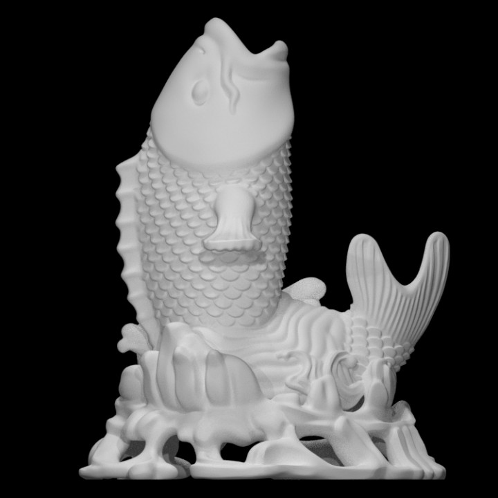 Japonca porselen sazan taramak balık Japonya binmek 19th century yaldızlı louis xv gronze 3D print model - Mito3D