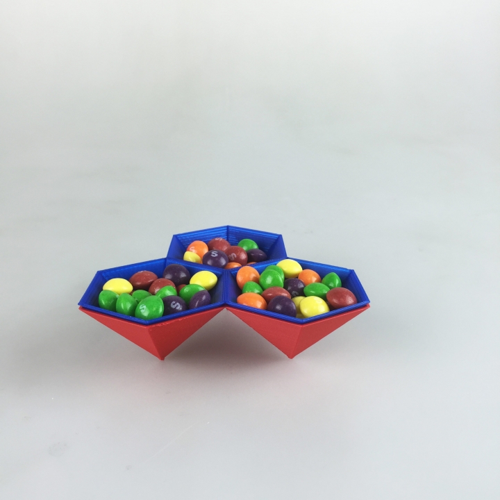 triple hexagon tray & garden food plate mayo ketchup 3D print model - Mito3D