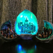 ay Kent parçalı Lamba baskı Bahçe Sanat fantezi Led ışık montaj bilimkurgu gece lambası şehri 3d print model - Mito3D