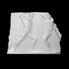 fragmento friso Varredura personagens luta figura homens alívio estela 3d print model - Mito3D