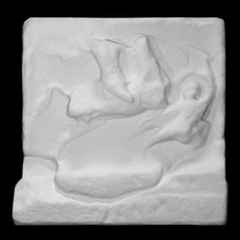 funerary stele scan fight warrior horseback figures limestone relief 3d print model - Mito3D