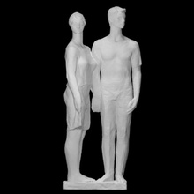 couple analyse figure homme sculpture statue femme bronze cimetière kerepesi 3d print model - Mito3D